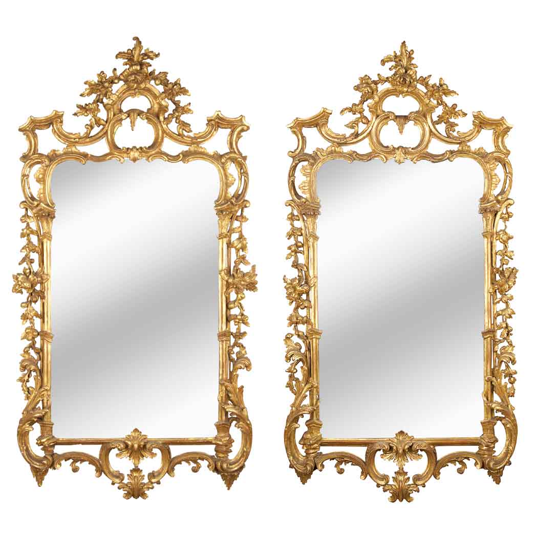 Appraisal: Pair of George III Gilt-Wood Mirrors Mid th century Each