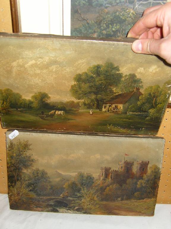 Appraisal: A pair of th century oil paintings on canvas one