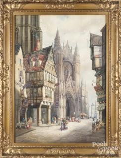 Appraisal: Watercolor view of Rouen Normandy signed H J Harris ''