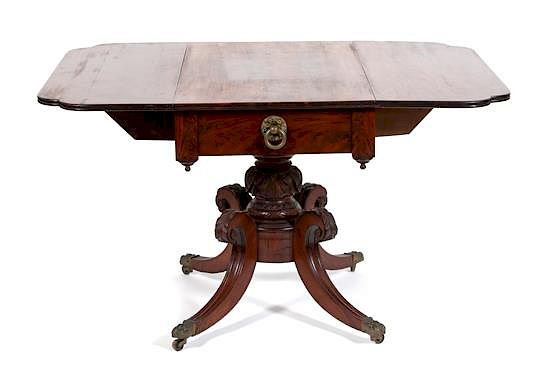 Appraisal: A Regency Style Pedestal Base Pembroke Table Height x width