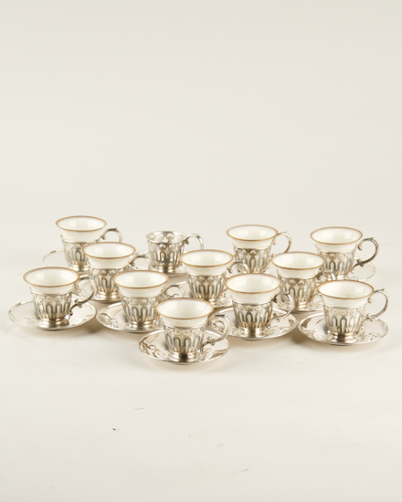 Appraisal: Twelve Lenox and Sterling Demitasse Cups and Saucers one Lenox