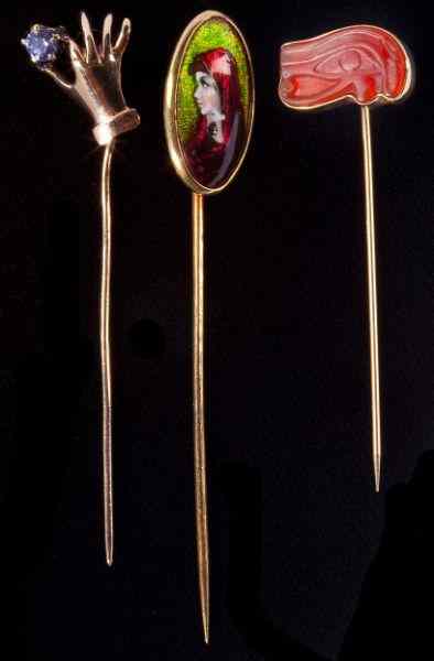 Appraisal: Group of Gold and Gem Set Stickpinsincluding an Art Deco