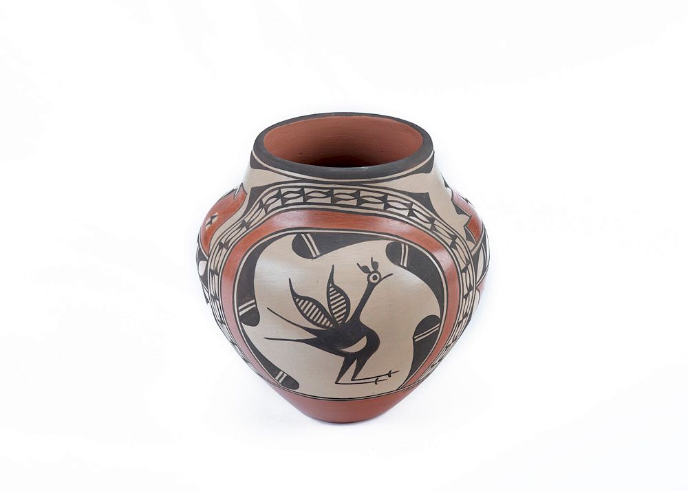 Appraisal: Elizabeth Medina Zia Polychrome Jar with Birds Elizabeth Medina Zia