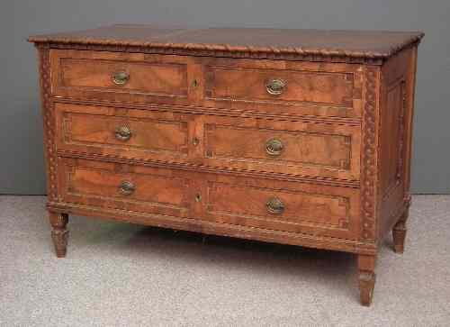 Appraisal: An th Century Italian walnut and oak commode with guilloche