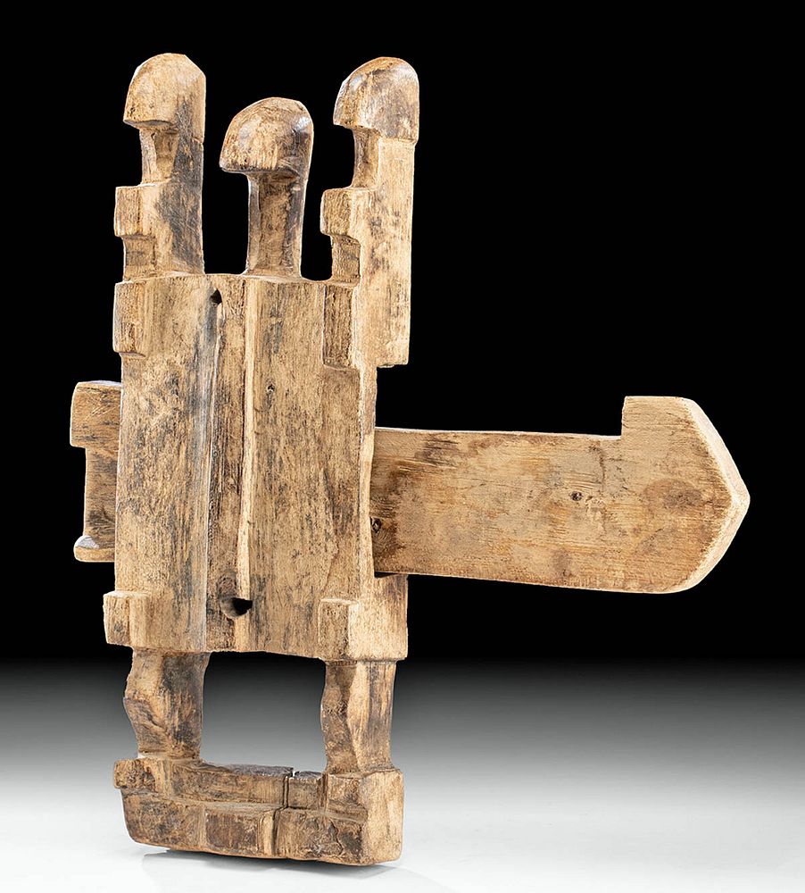 Appraisal: Early th C African Dogon Wooden Figural Door Lock West