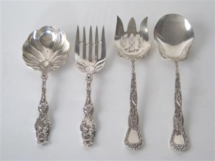 Appraisal: Sterling silver two piece salad set early th century Orange