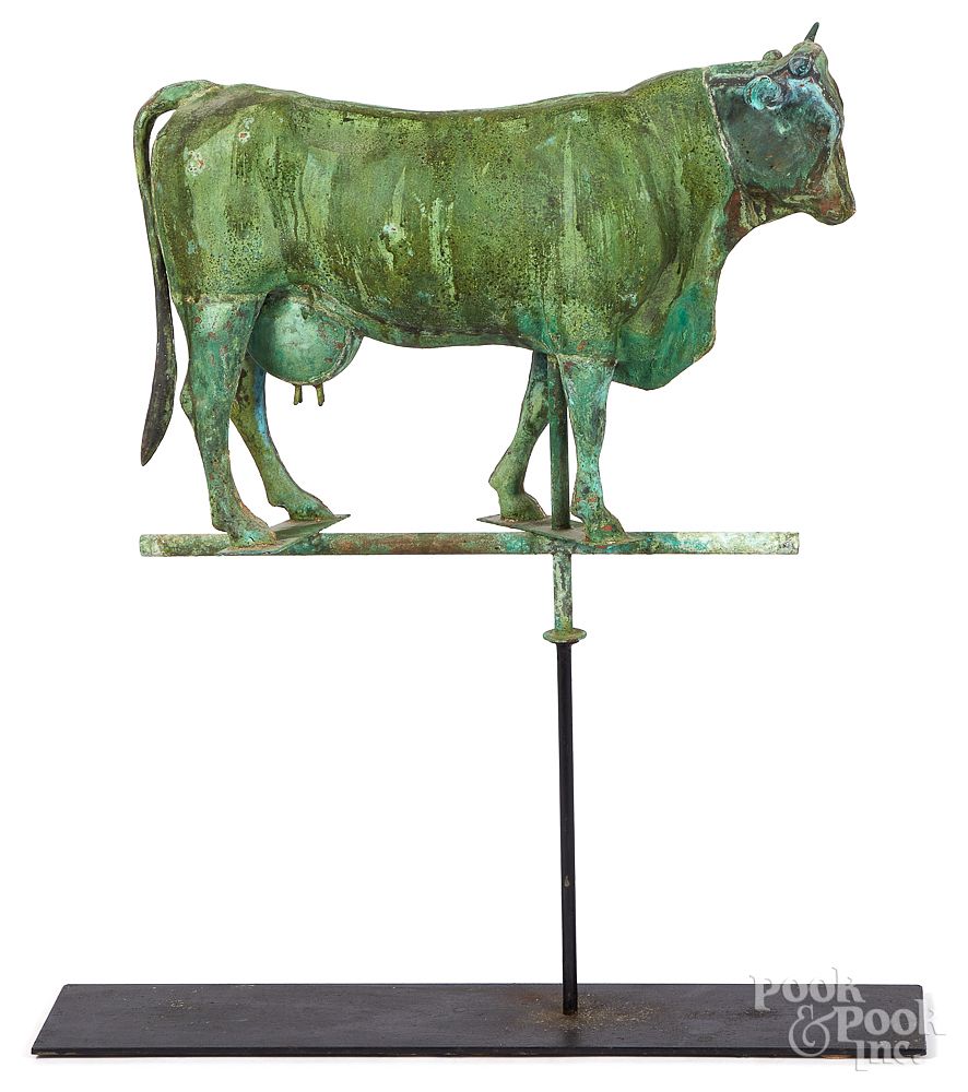 Appraisal: Full bodied copper cow weathervane Full bodied copper cow weathervane