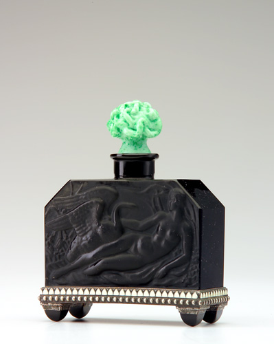 Appraisal: HOFFMAN Perfume bottle in black and jade crystal in enameled