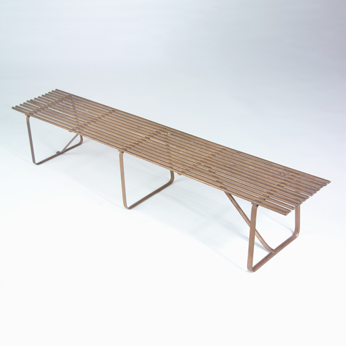 Appraisal: Modern cast bronze slat-top bench x x