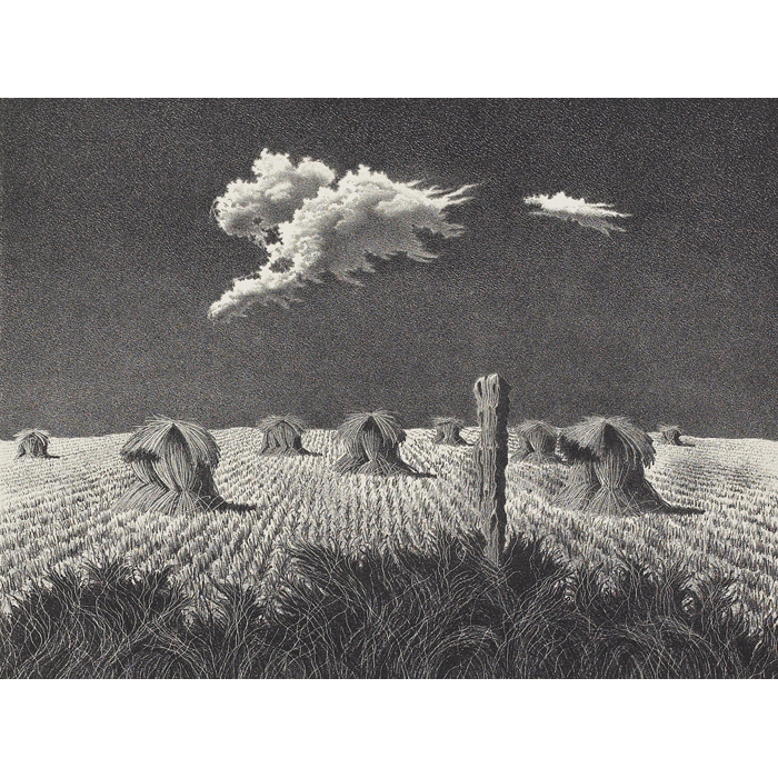 Appraisal: John Rogers Cox American - Wheat Shocks lithograph x pencil