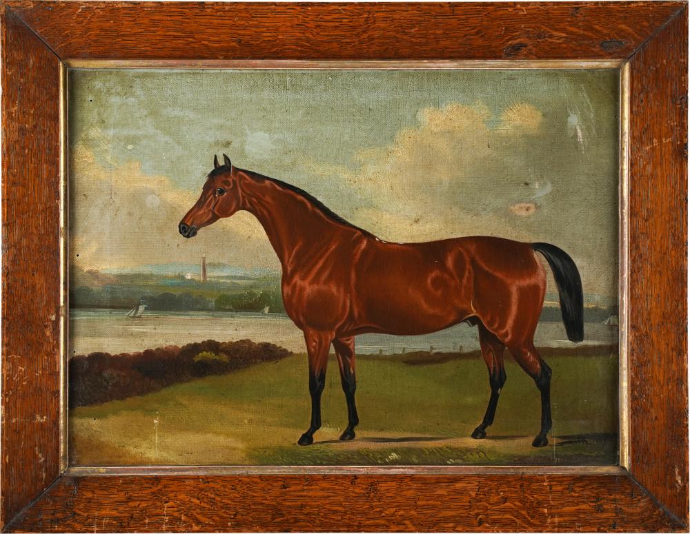 Appraisal: JOHN ROBERT HOBART - THOROUGHBRED HORSEoil on canvas signed lower