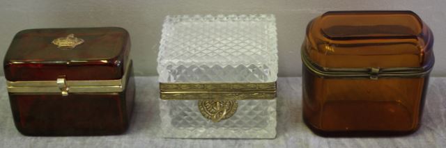 Appraisal: Lot of Vintage Glass Boxes Including a cut glass w