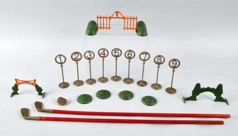 Appraisal: Cast Iron Freidag Golf Set Description Circa s Freidag Manufacturing