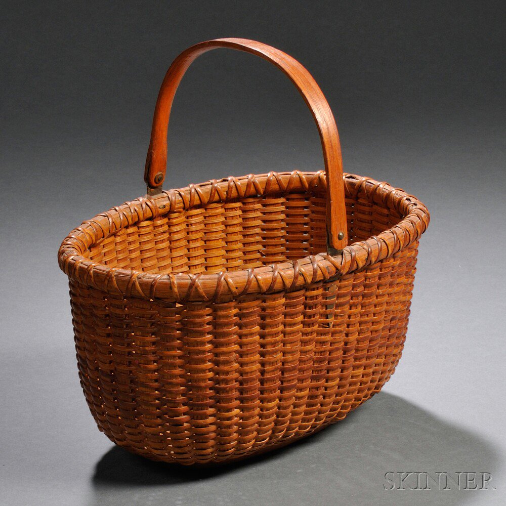 Appraisal: Oval Nantucket Basket Labeled Ferdinand Sylvaro early to mid- th