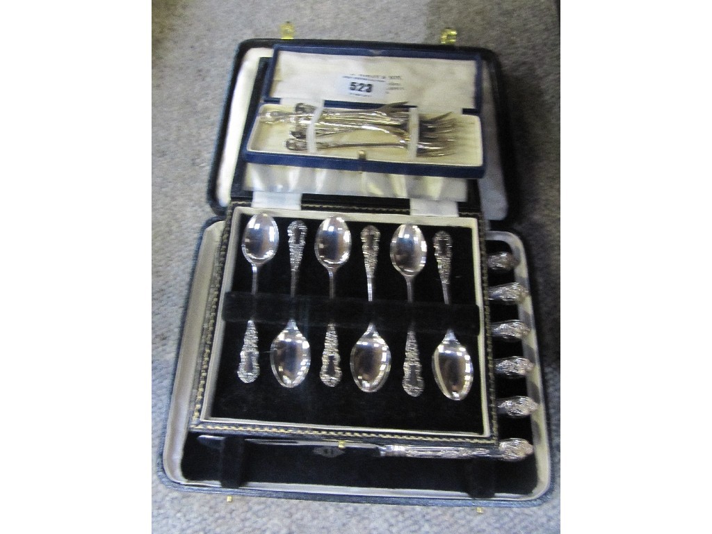 Appraisal: A lot comprising a cased knife set spoon set and