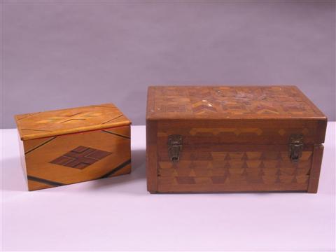 Appraisal: WOODEN INLAID JEWELRY BOX Of rectangular shape with inlaid lozenge