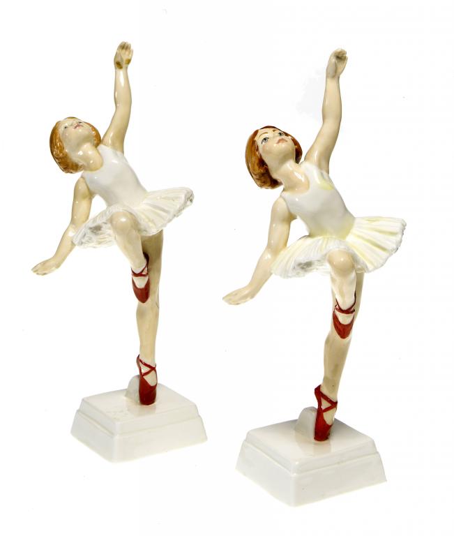 Appraisal: TWO ROYAL WORCESTER FIGURES OF RED SHOES modelled by F