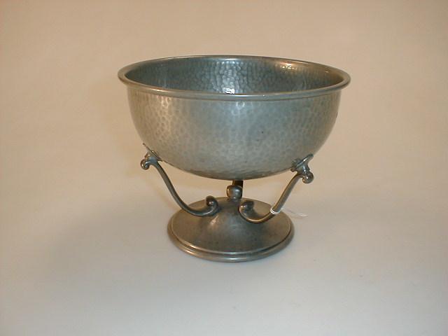 Appraisal: A Gladwin hammered pewter arts and crafts pedestal bowl dia