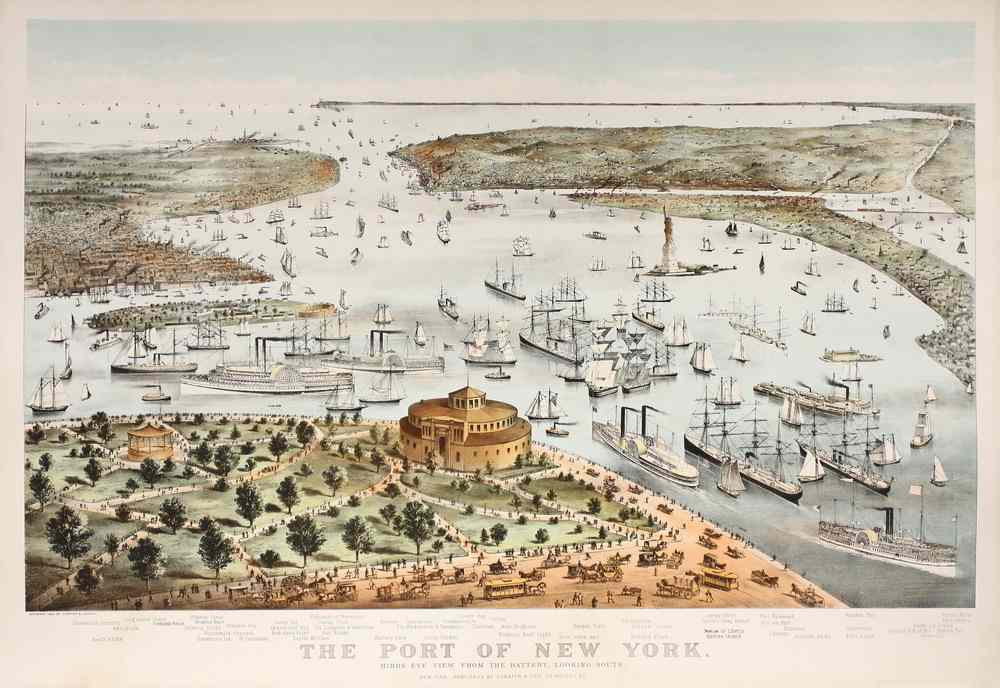 Appraisal: CHROMOLITHOGRAPH - 'The Port of New York Birds Eye View