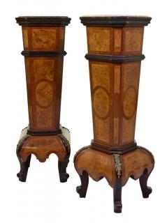 Appraisal: A PAIR OF CONTINENTAL STYLE BURL WALNUT AND KINGWOOD VENEERED