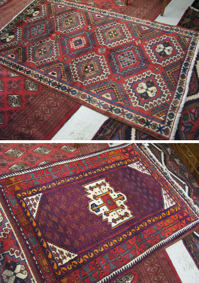 Appraisal: TWO HAND KNOTTED PERSIAN AREA RUGS both Hamadan tribals northwestern