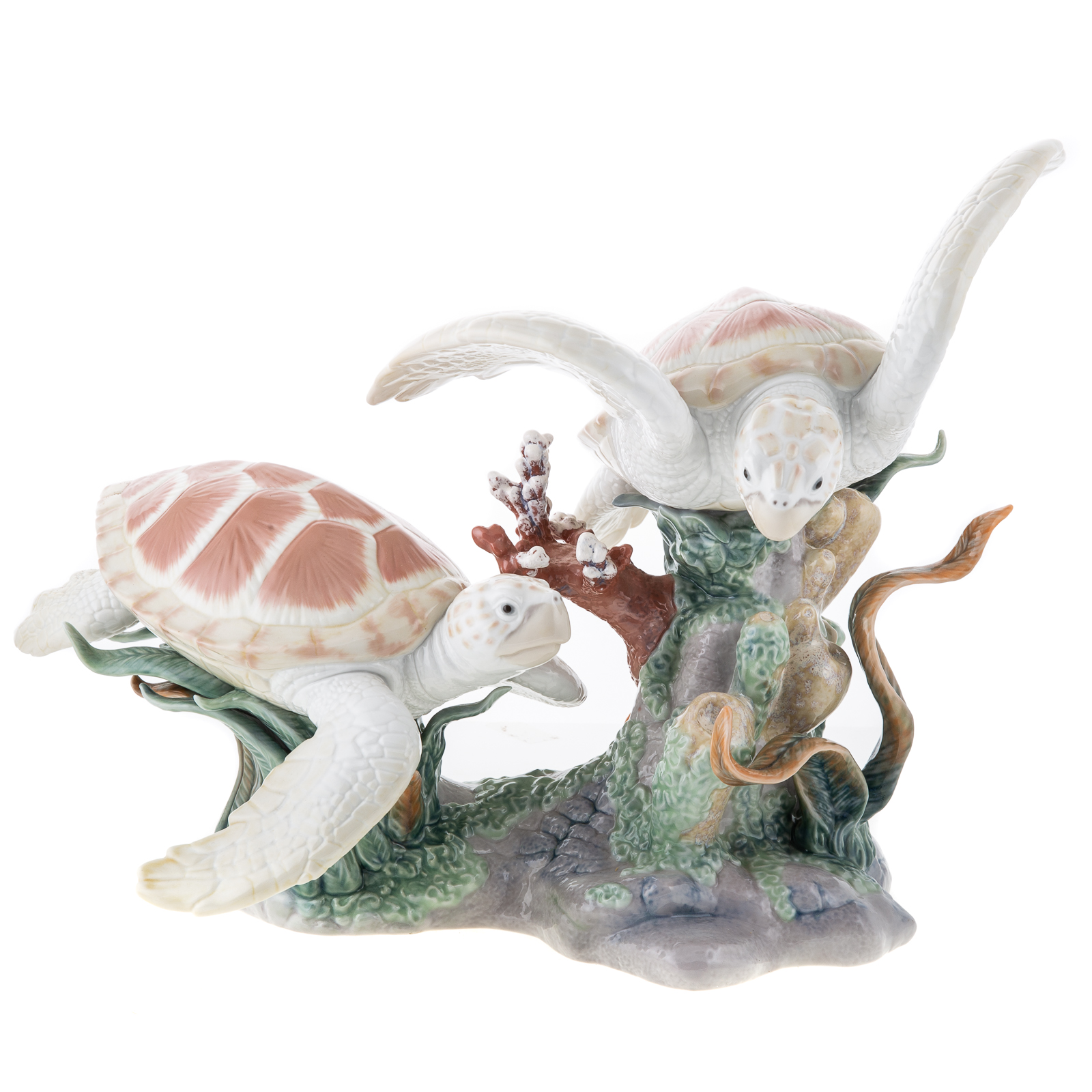 Appraisal: LLADRO PORCELAIN GROUP SEA TURTLES in H in W with