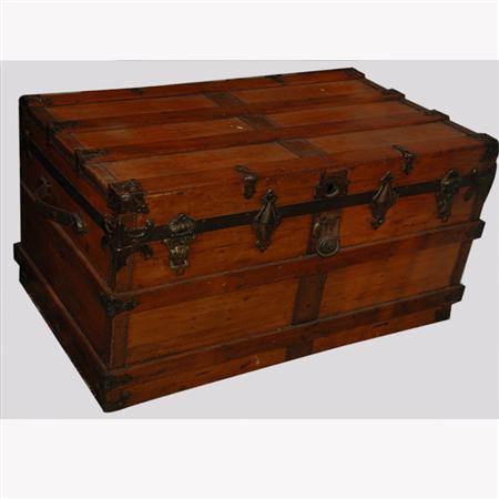 Appraisal: American Metal Bound Mahogany Trunk Estimate -