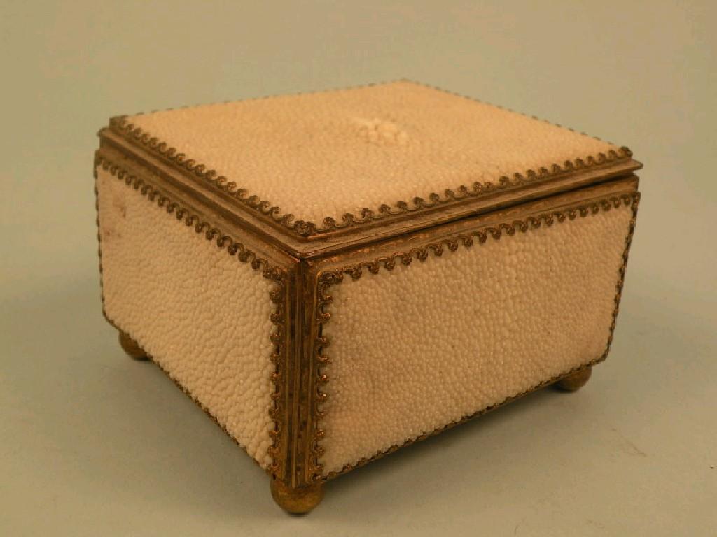 Appraisal: A late th early thC white shagreen and gilt metal