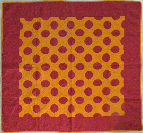 Appraisal: Unusual appliqu quilt ca with red polka dots on a