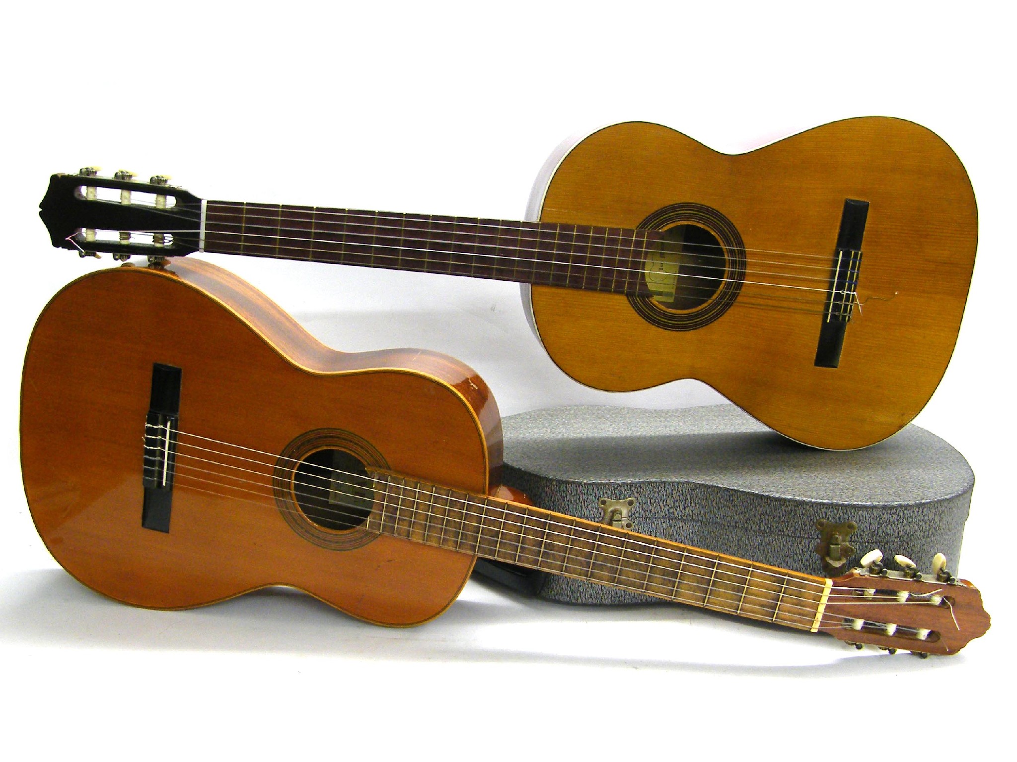 Appraisal: Classical guitar labelled Luis Maraviloa case together with another classical