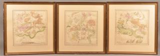 Appraisal: Set of Three Hand-Colored Celestial Charts F J HUNTINGTON PUBLISHER