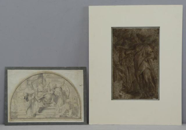 Appraisal: Two Old Master Ink Drawings on Paper Madonna and Child