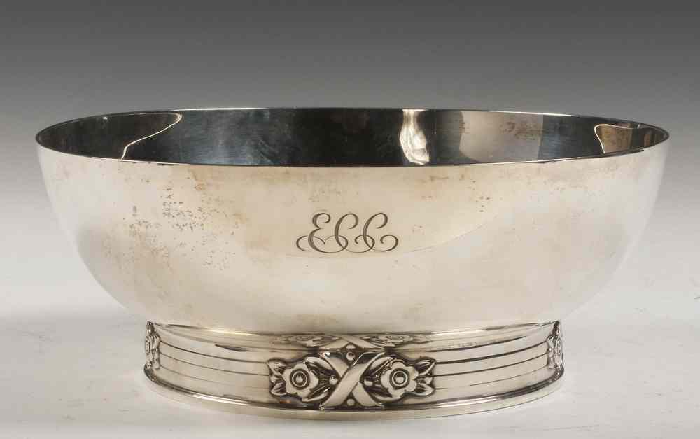 Appraisal: TIFFANY BOWL - Tiffany Sterling Silver Fruit Bowl on banded