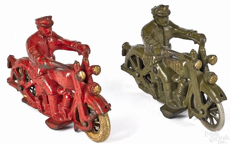 Appraisal: Two Hubley cast iron Harley Davidson motorcycles Two Hubley cast