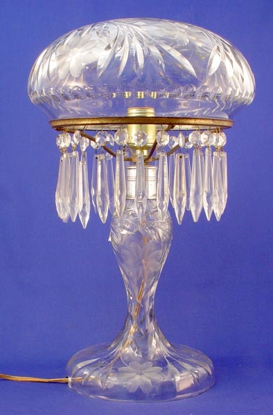 Appraisal: CUT GLASS LAMP attrib PAIRPOINT Cut flower design on base