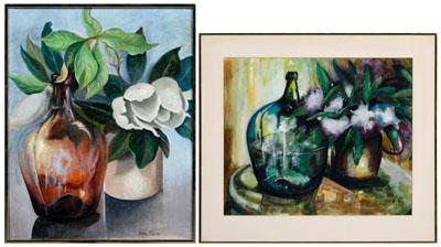 Appraisal: Two North Carolina paintings Leon Stacks - watercolor still life