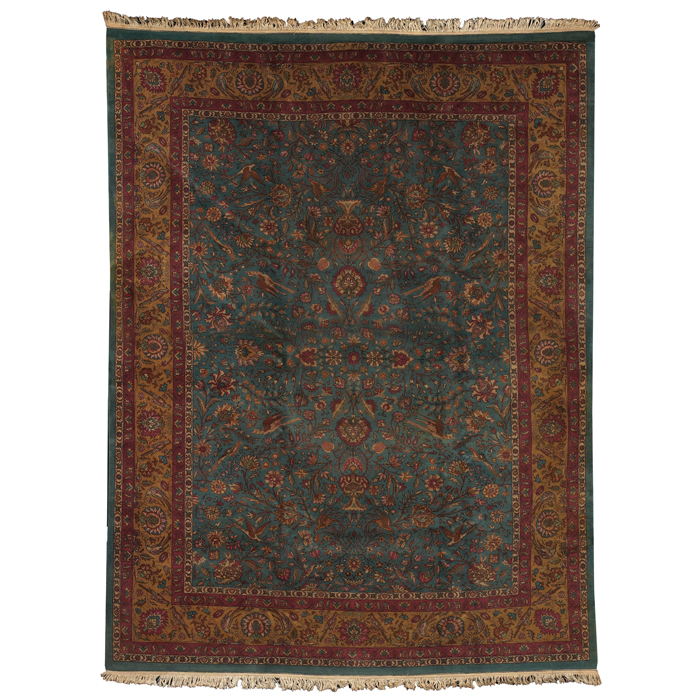 Appraisal: Tabriz rug c floral design ona blue green field minor