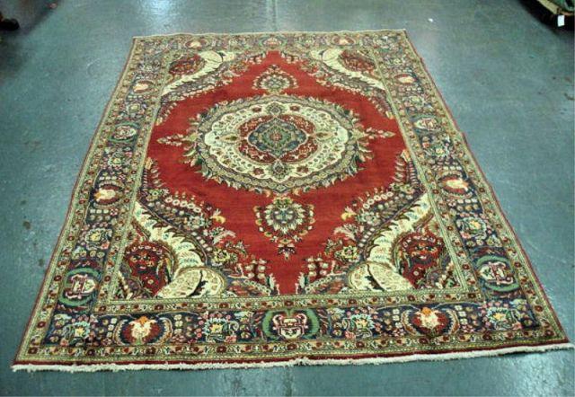 Appraisal: Persian Tabriz Carpet with Center Medallion From a Long Island