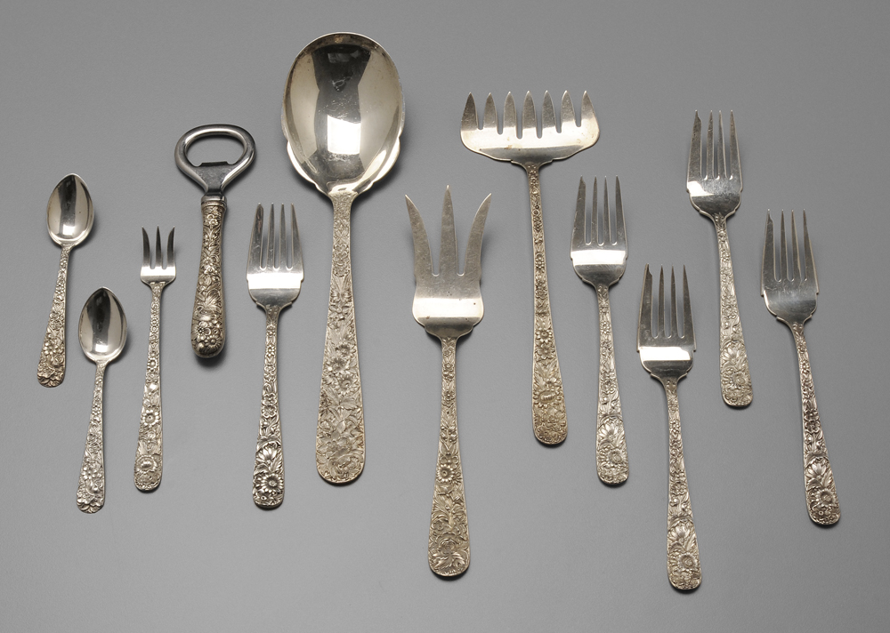 Appraisal: Twelve Pieces Kirk Repouss Sterling Flatware American th century marks