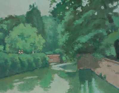 Appraisal: Frederick Hale McDuff American - Park canal Oil on canvas