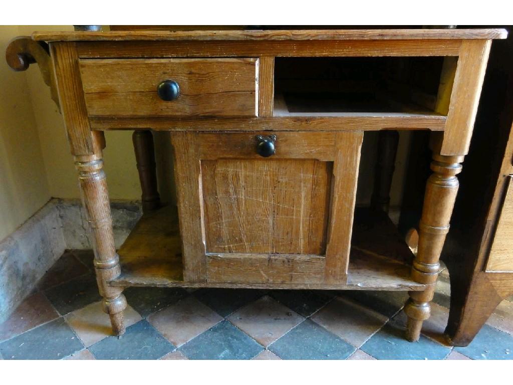 Appraisal: A Victorian pitch pine wash stand the raised back with