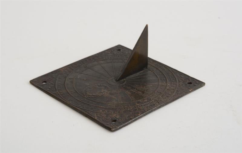 Appraisal: FRENCH SQUARE BRONZE SUNDIAL The plate inscribed in relief in