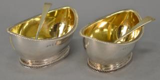 Appraisal: Pair of English silver salts each oval with gardrooned on