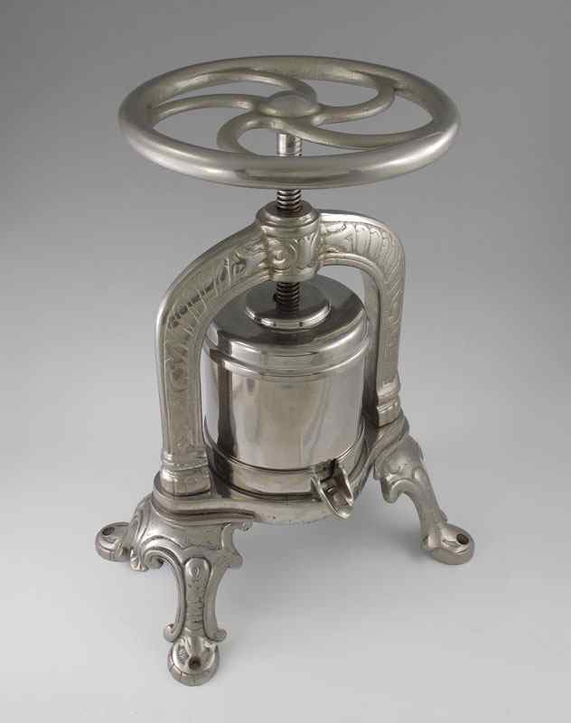 Appraisal: TH CENTURY FRENCH SILVERED DUCK PRESS Used for table side