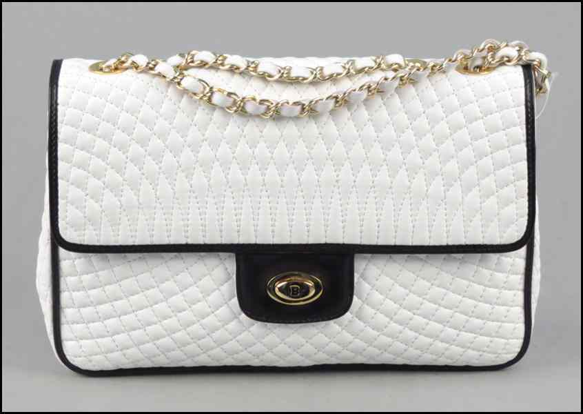 Appraisal: BALLY WHITE QUILTED LEATHER HANDBAG '' x '' Condition No