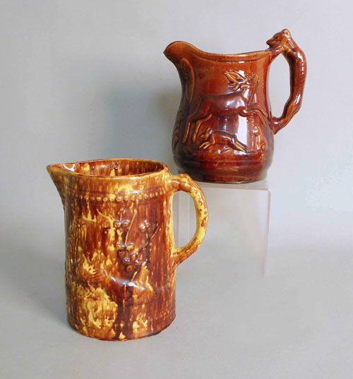 Appraisal: Two Rockingham glaze pitchers h and h