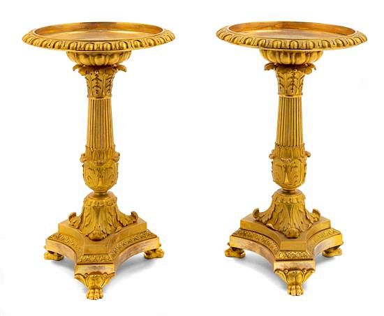 Appraisal: A Pair of Charles II Gilt Bronze Stands Height x