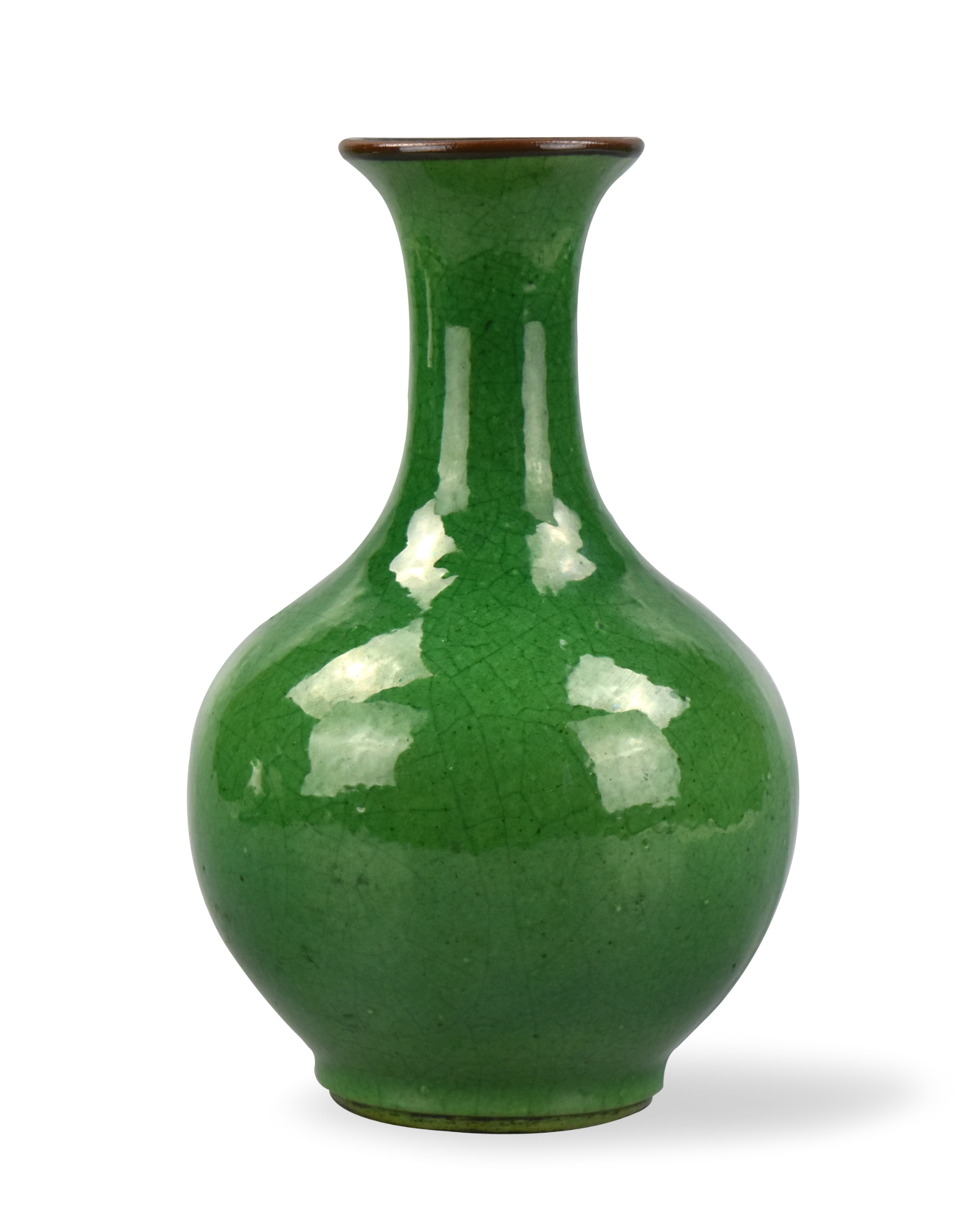 Appraisal: A Chinese green glazed vase th th Century with crackle