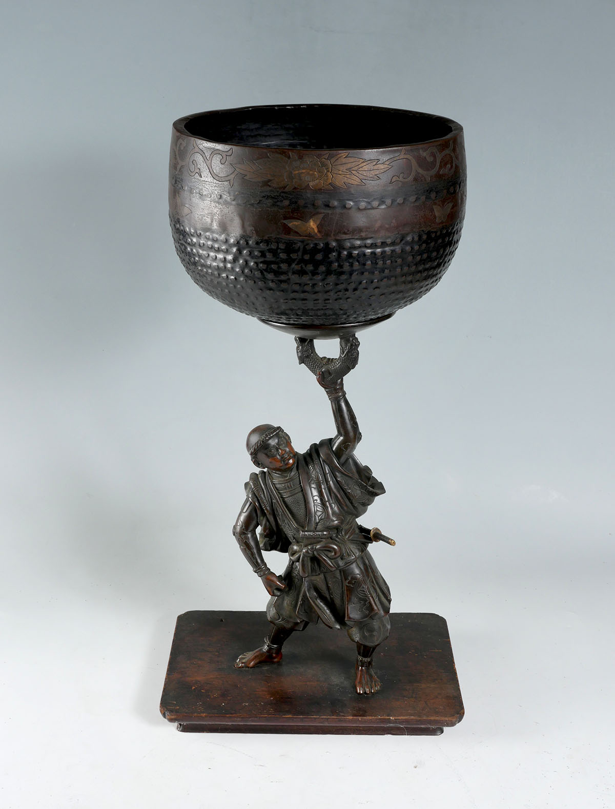 Appraisal: BRONZE JAPANESE WARRIOR CENSER Great Japanese bronze censer in the