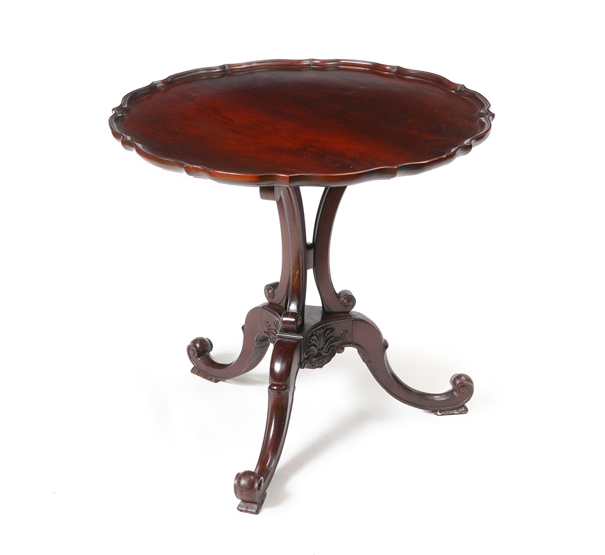 Appraisal: MAHOGANY PIE CRUST TABLE Pie crust top over carved and